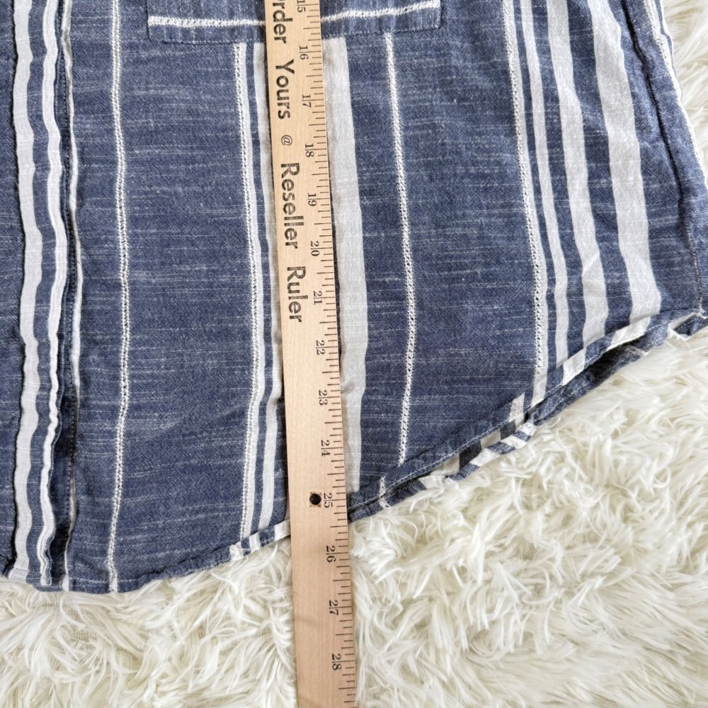 Lucky Brand Womens Blue White Striped Cotton Henley Top Long Sleeve Size Large - Picture 5 of 11
